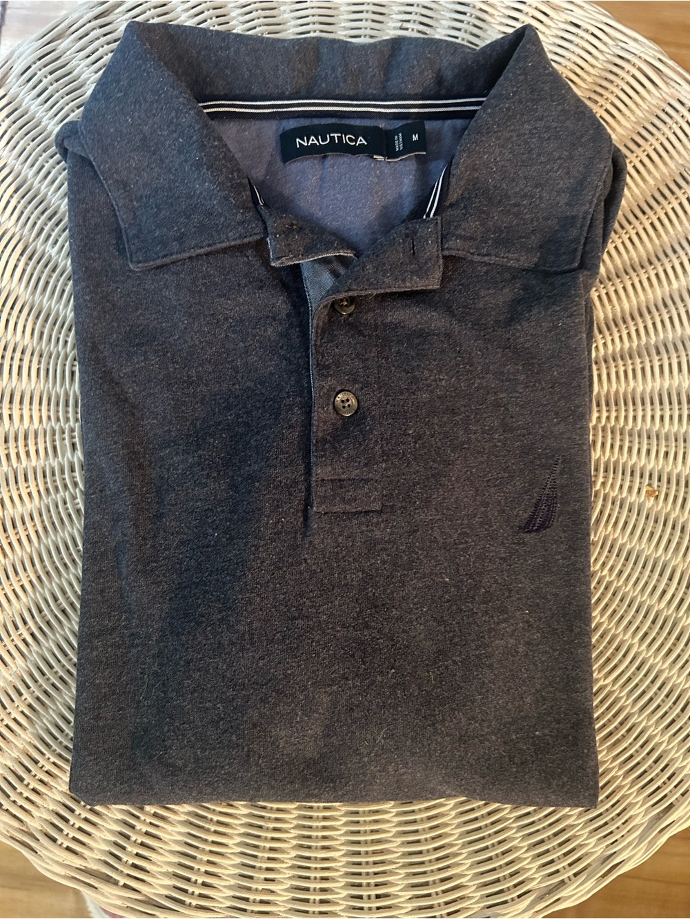 ✨Nautica Men's Long Sleeve Polo Shirt navy Size M